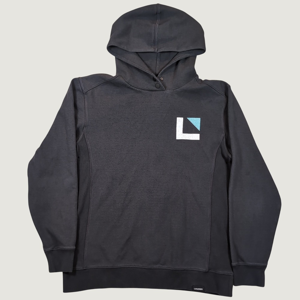 Legends Highland Hoodie Mens L Black Vented Snap Neck Athletic Gym Activewear‎